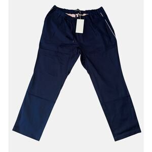 Wildfang Essential Piped Drawstring Pants 2X Navy Elastic Waist NWT